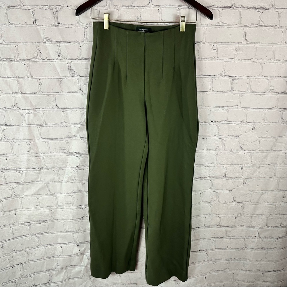 Banana Republic Olive Green straight ultra high rise ponte Dress Pants womens S
